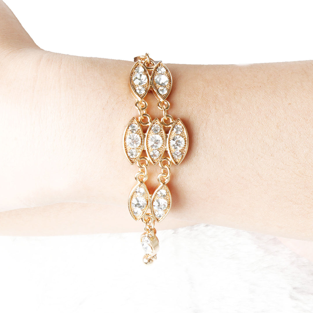 Noble Burnished Gold Bling Rhinestone Women Bracelet Image 4