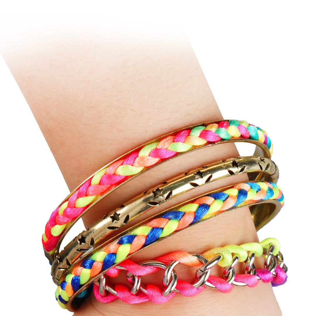 4 Piece Colorful Woven Burnished Gold Bracelet Set Image 1