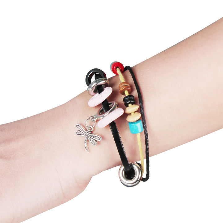 Fashion Dragonfly Pendant Leather Wristband Charm Bracelet Image 2