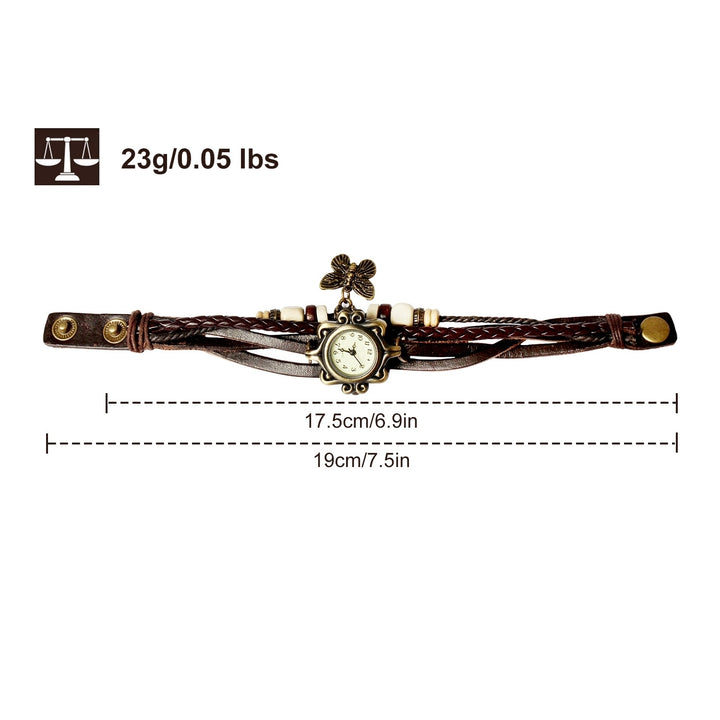 Vintage Women Watch Bohemian Handmade Leather Watch Quartz Wrist Watch Fashion Image 2