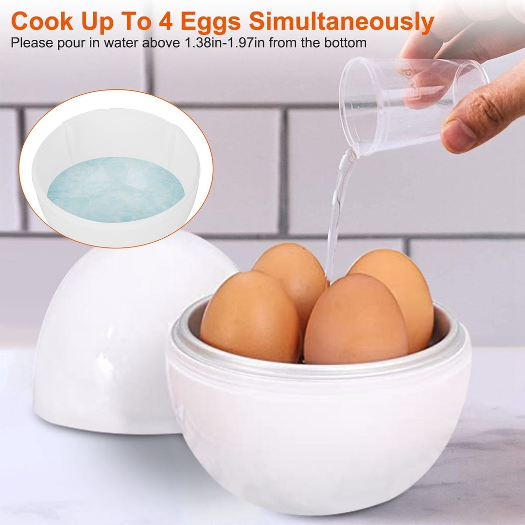 Microwave Egg Cooker Steamer 4 Eggs Soft Medium Hard Dishwasher Safe White Image 3