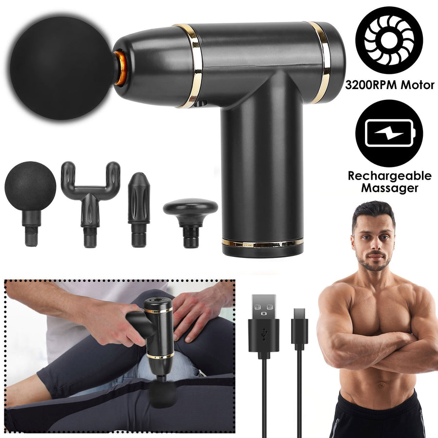 Handheld Percussion Massage Gun USB Rechargeable Deep Tissue Massager 8 Intensity Image 1