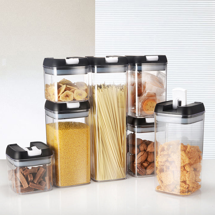 7PCS Storage Jars With Lids Kitchen Moisture-proof Sealed Jar Food Storage Container Set Transparent Storage Box Image 1