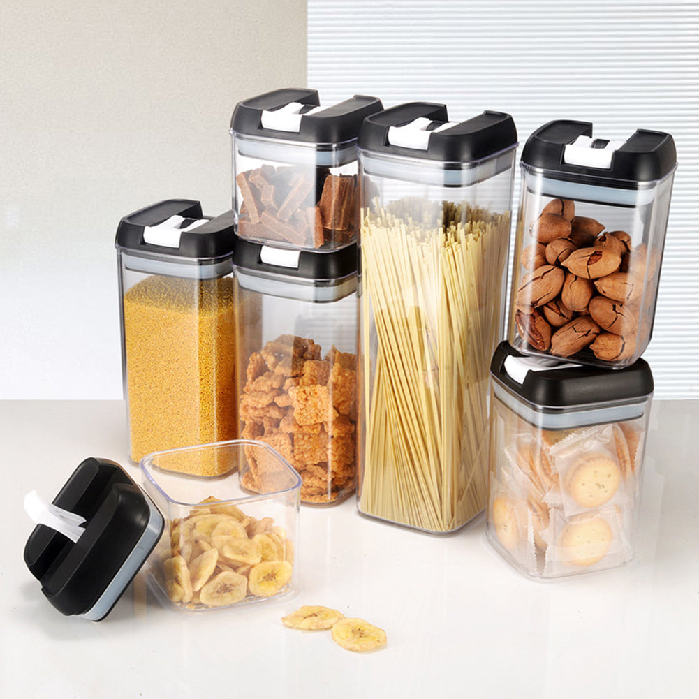 7PCS Storage Jars With Lids Kitchen Moisture-proof Sealed Jar Food Storage Container Set Transparent Storage Box Image 3