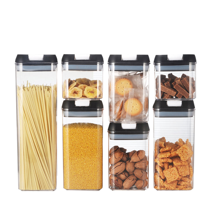 7PCS Storage Jars With Lids Kitchen Moisture-proof Sealed Jar Food Storage Container Set Transparent Storage Box Image 1