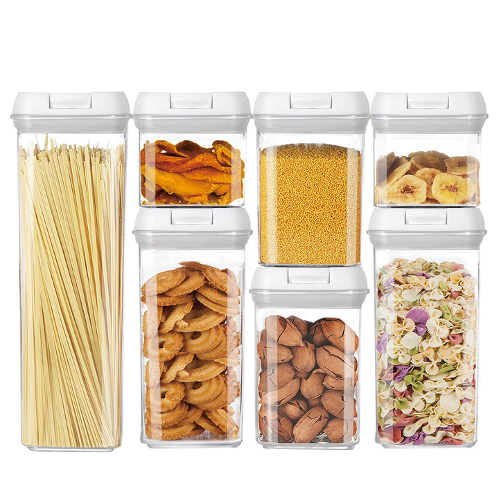 7PCS Storage Jars With Lids Kitchen Moisture-proof Sealed Jar Food Storage Container Set Transparent Storage Box Image 1