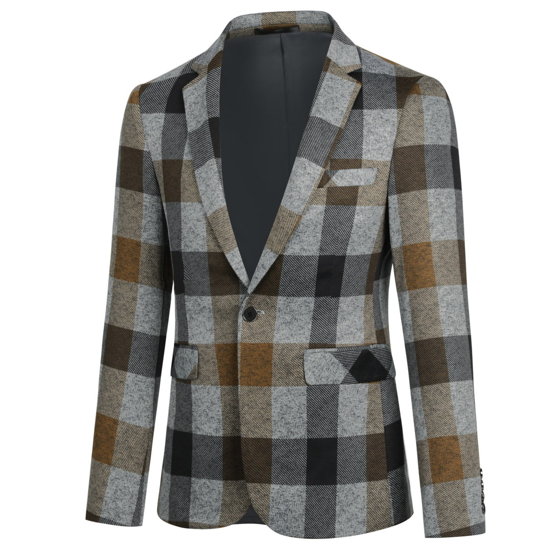 2 Pcs Men Business Casual Suits Autumn Slim Fit Classic Plaid Wedding Groom Single Breasted Boutique Fashion Suit Image 4