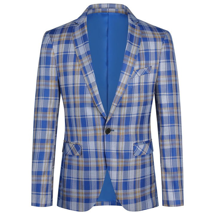 Mens Casual Suit Blazer Jackets Slim Fit Plaid Sports Coat Image 3