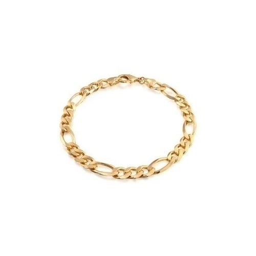 24K Yellow Gold Filled 8mm Figaro Chain Bracelet 8" Image 1