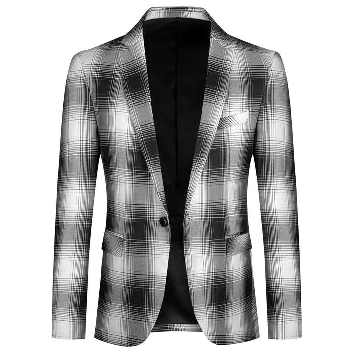 Men Business Casual Blazer Spring Autumn Men Jacket Luxury Slim Fit One Button Retro Plaid Coat Work Wear Image 1