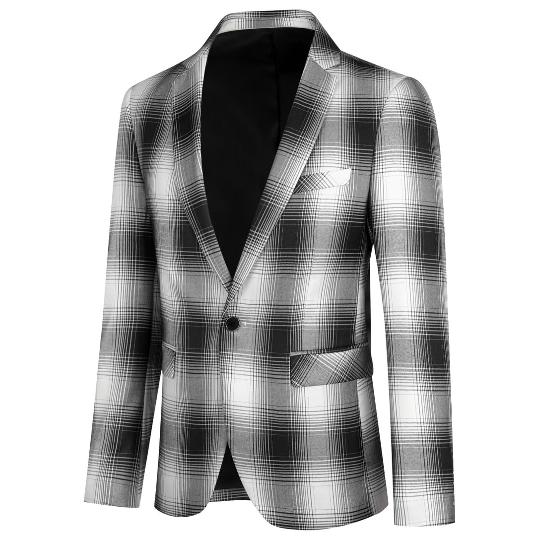 Men Business Casual Blazer Spring Autumn Men Jacket Luxury Slim Fit One Button Retro Plaid Coat Work Wear Image 3