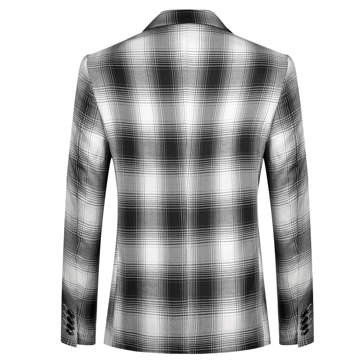 Men Business Casual Blazer Spring Autumn Men Jacket Luxury Slim Fit One Button Retro Plaid Coat Work Wear Image 4
