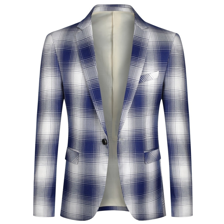 Men Business Casual Blazer Spring Autumn Men Jacket Luxury Slim Fit One Button Retro Plaid Coat Work Wear Image 1