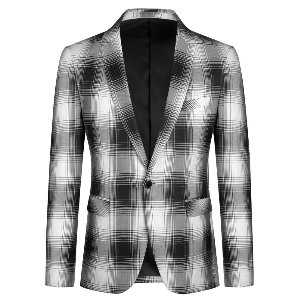 2PCS Men Business Suit Set Boutique Slim Fit One Button Retro Plaid Wedding Dress Office Set Blazer and Pant Image 2