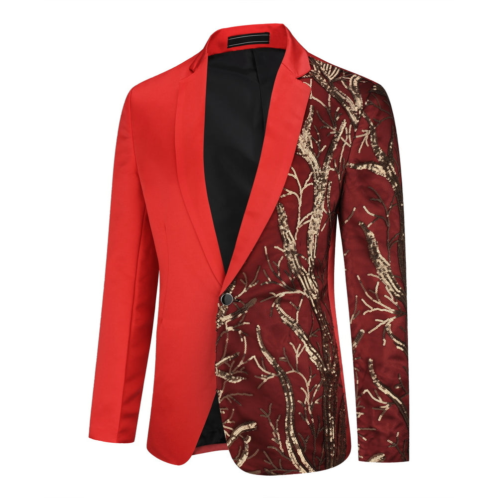 Men Blazer Slim Fit One Button Spring Autumn Luxury Sequin Party Stage Fashion Patchwork Business Casual Jacket Image 2