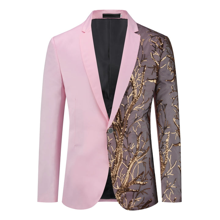 Men Blazer Slim Fit One Button Spring Autumn Luxury Sequin Party Stage Fashion Patchwork Business Casual Jacket Image 4