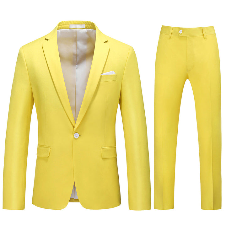 2 Pcs Men Wedding Suit Men Slim Fit Solid Color Business Office Single Button Party Date Suits Luxury Jacket + Pant Image 4