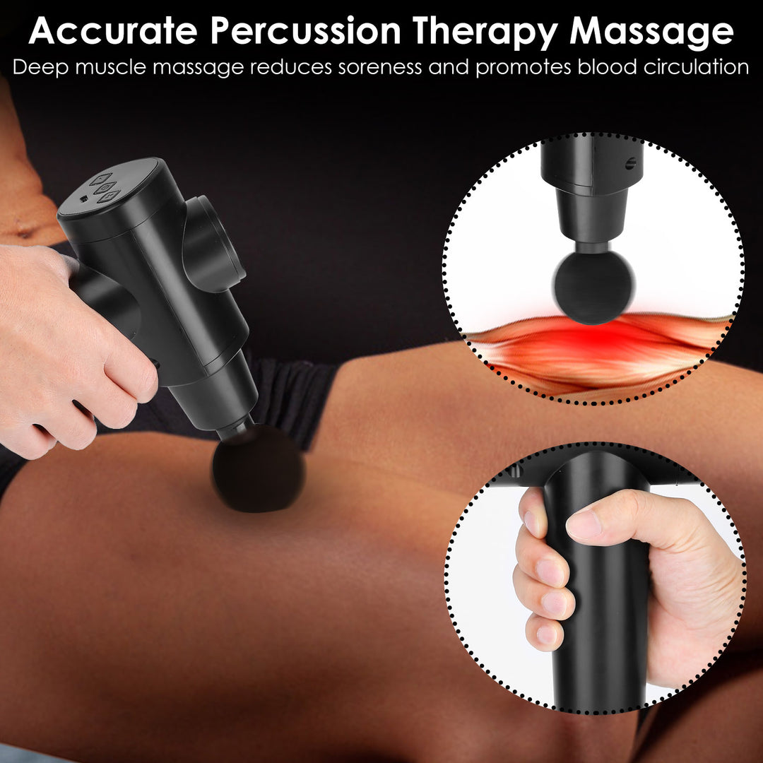 Percussion Massage Gun Deep Tissue Vibration Massager Black 20 Levels Rechargeable Image 4