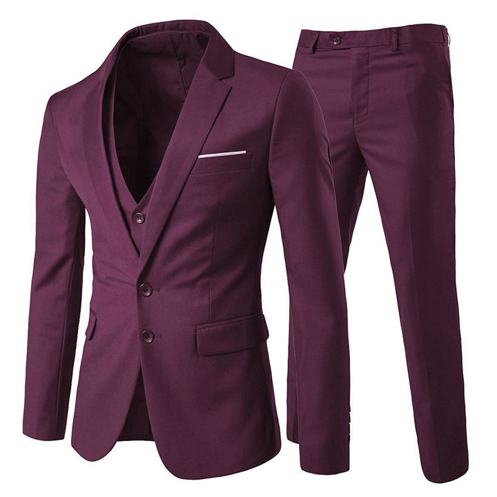 Men 3 Piece Business Suit Slim Fit Solid Color Single Breasted Wedding Party Tuxedos Autumn Male Dress Suits Blazer and Image 3