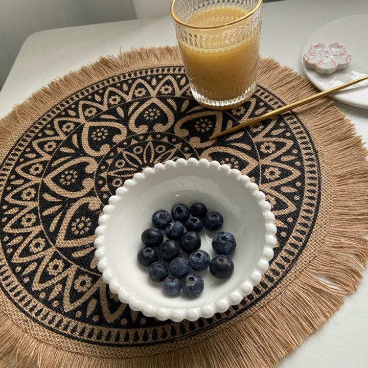 Heat Resistant Mat Cotton And linen Table Insulation Pad Bohemian Woven Placemat Decoration Round Dining Table Mat Image 2