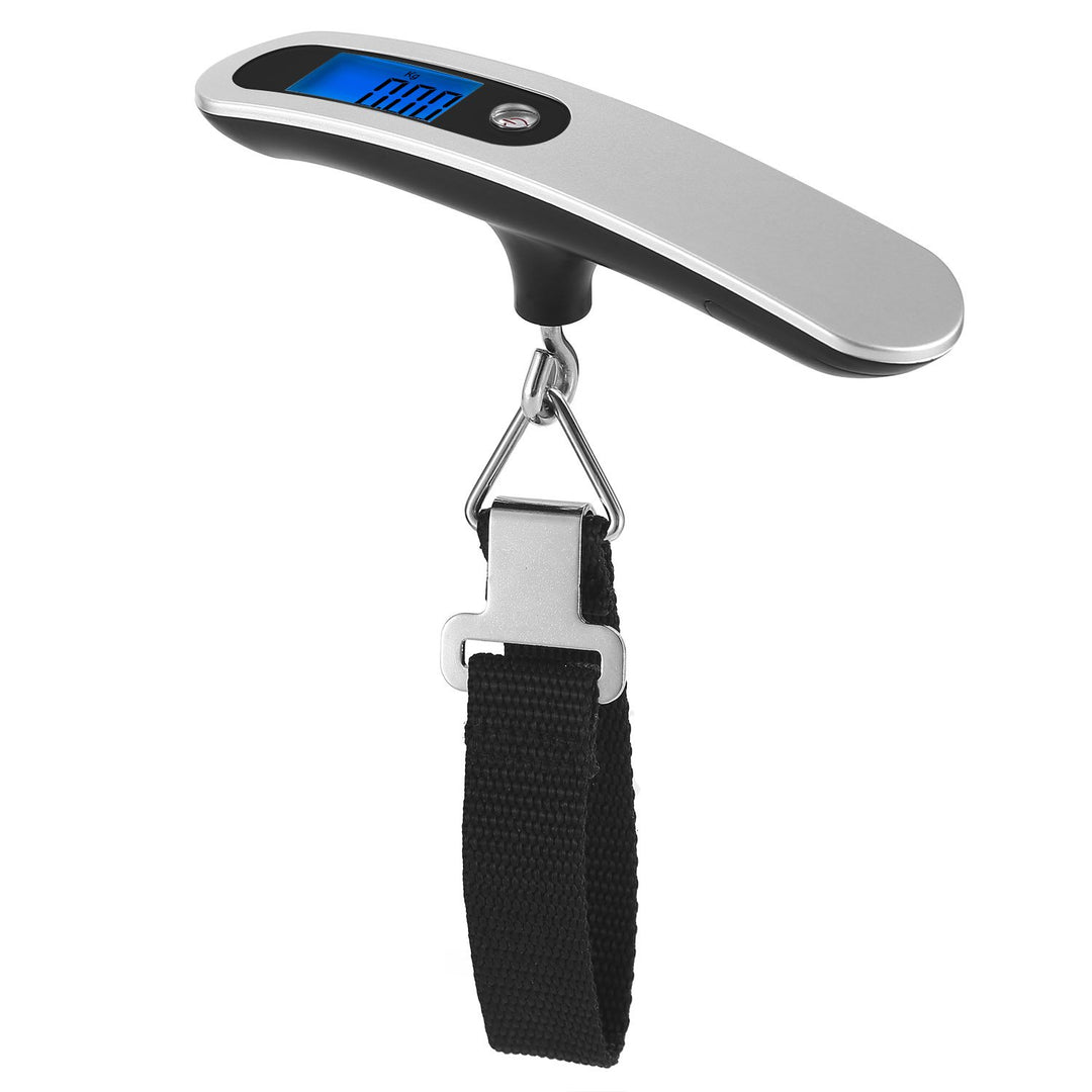 Portable Digital Luggage Scale 50kg 10g LCD Hanging Travel Weight Scale Silver Image 1