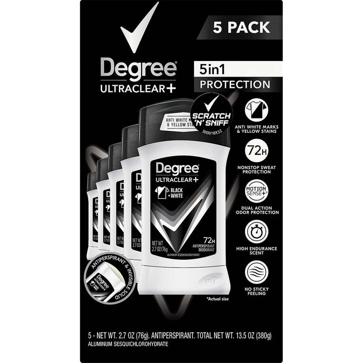 Degree Men UltraClear+ Antiperspirant Deodorant Black and White 2.7 Oz (5 Count) Image 1