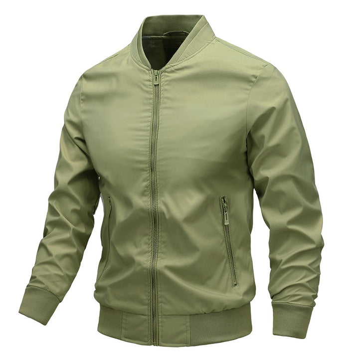 Men Jacket Outdoor Casual Spring Autumn Stand Collar Solid Color Regular Fit Zipper Coat Outerwear Image 1