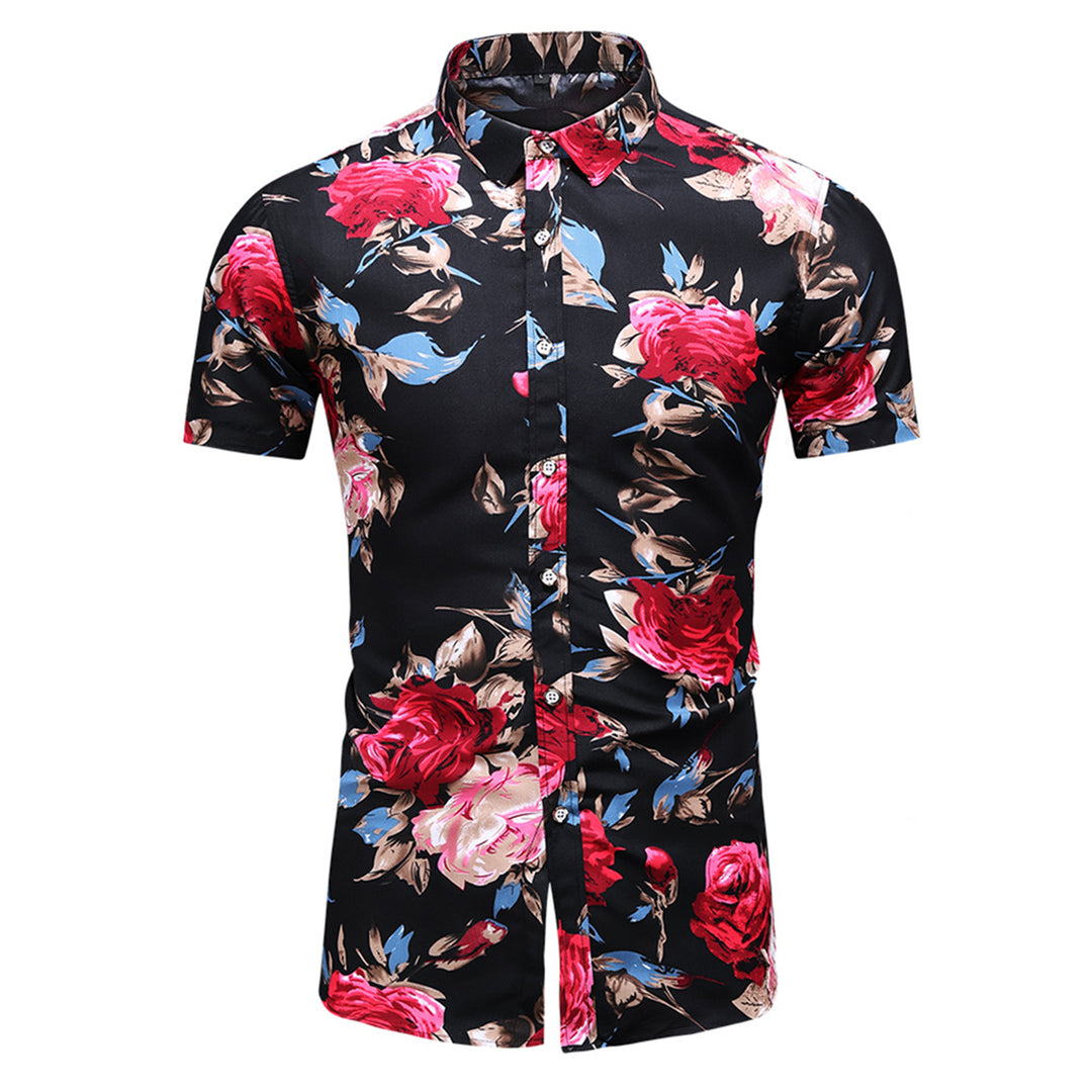 Men Shirt Short Sleeve Hawaiian Shirt Men Summer Floral Print Casual Button Down Fashion Beach Shirts Image 3