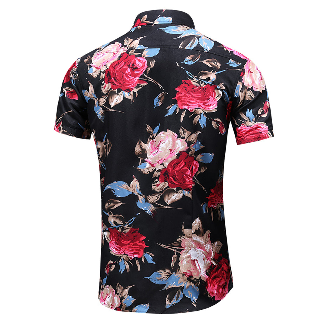 Men Shirt Short Sleeve Hawaiian Shirt Men Summer Floral Print Casual Button Down Fashion Beach Shirts Image 4
