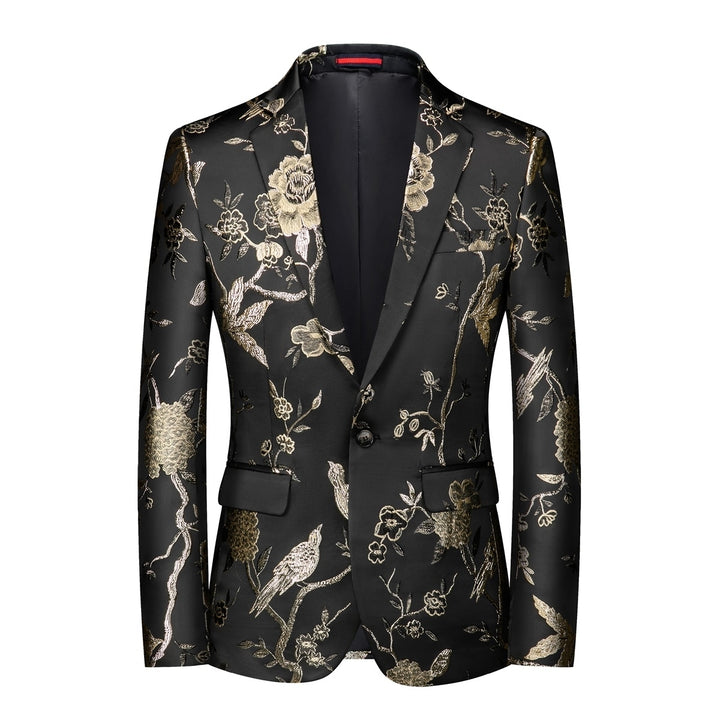 Men Blazers Luxury Embroidery Floral Men Wedding Dress Blazer Slim Fit Notched One Button Autumn Suit Jacket Image 4