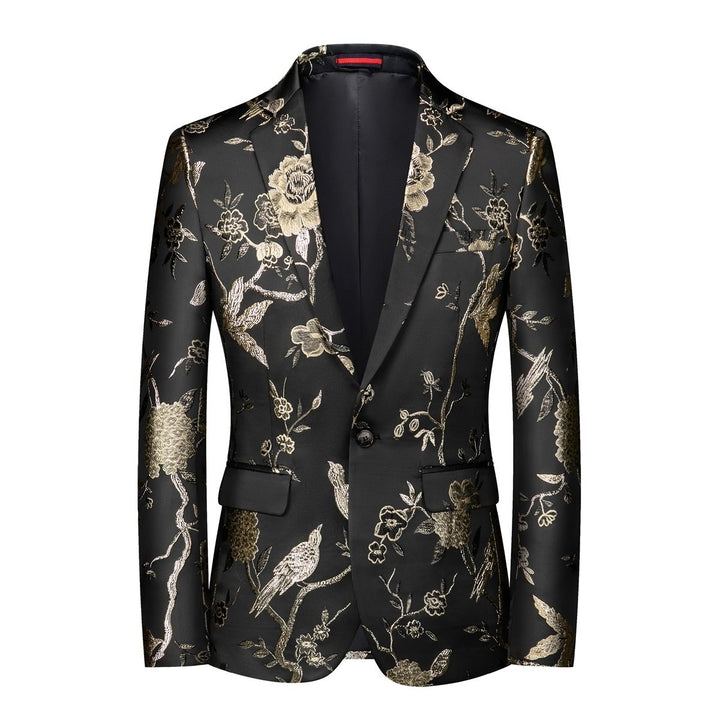 Men Blazers Luxury Embroidery Floral Men Wedding Dress Blazer Slim Fit Notched One Button Autumn Suit Jacket Image 1