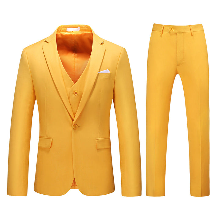 3PCS Men Suit Wedding Business Formal Slim Fit Luxury Solid Color Single Button Spring Autumn Office Work Party Suits Image 4