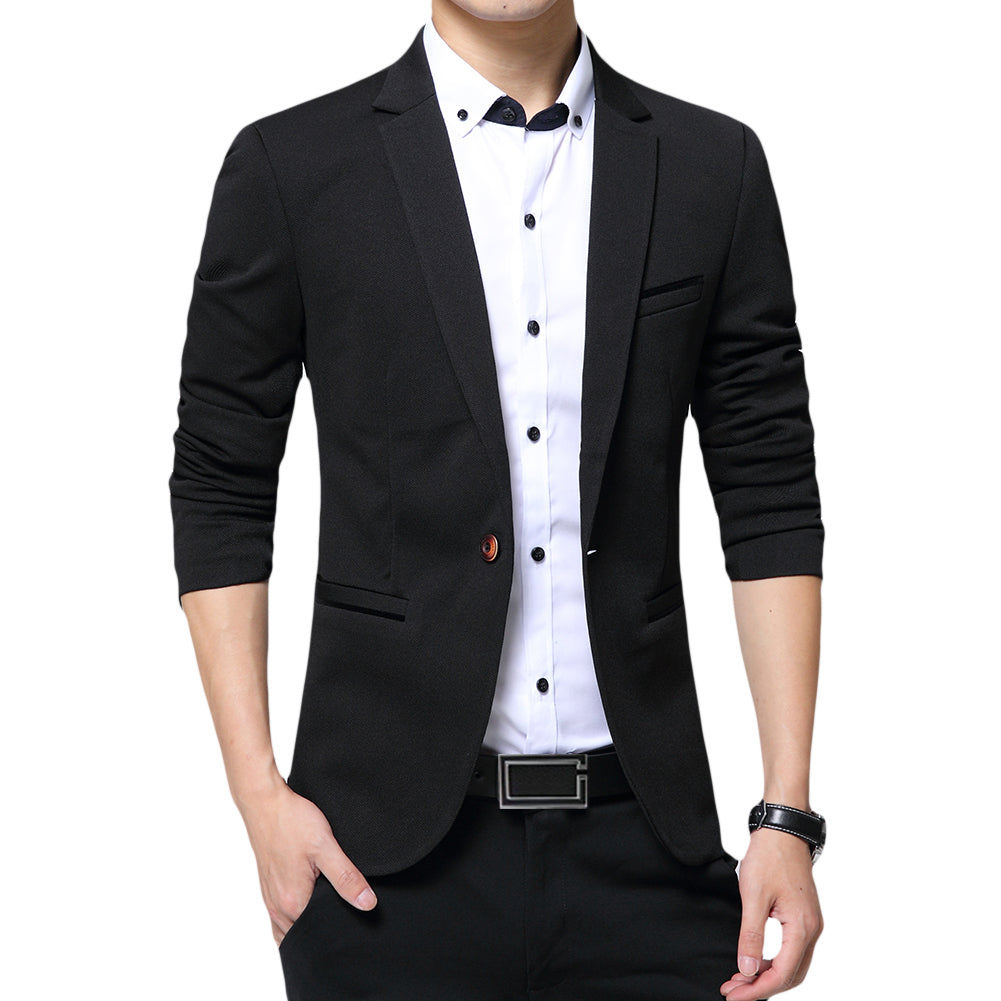 Men Casual Blazer Slim Fit Business Formal Suit Jacket Spring Autumn Cotton Solid Color Single Button Fashion Male Image 4