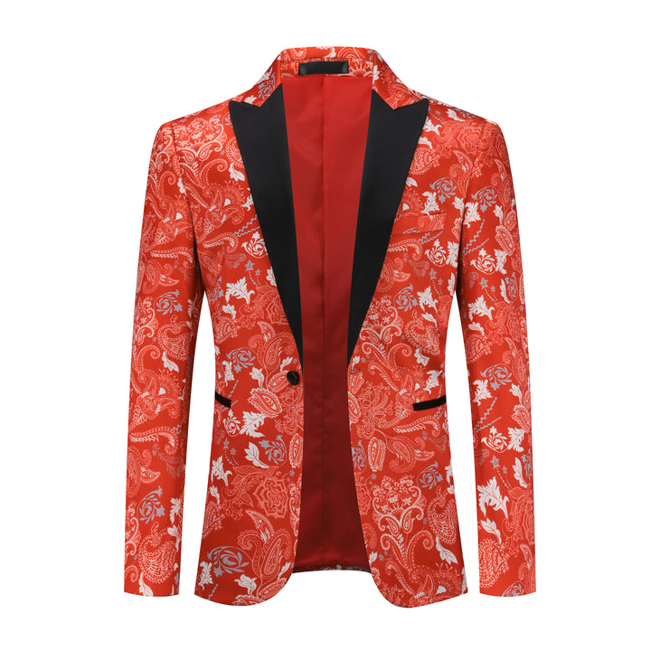 Men Casual Blazer Jacket Fashion Print Blazers Single Breasted Lapel Slim Fit Suit Jackets Banquet Business Party Stage Image 3