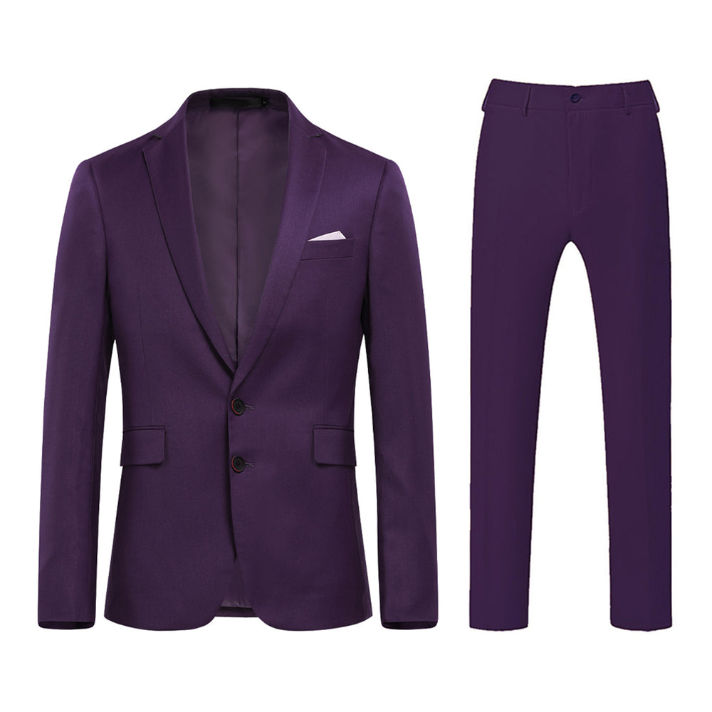2 Pcs Men Wedding Party Suit Slim Fit Solid Color Single Breasted Spring Autumn Business Formal Blazer + Pant Image 2