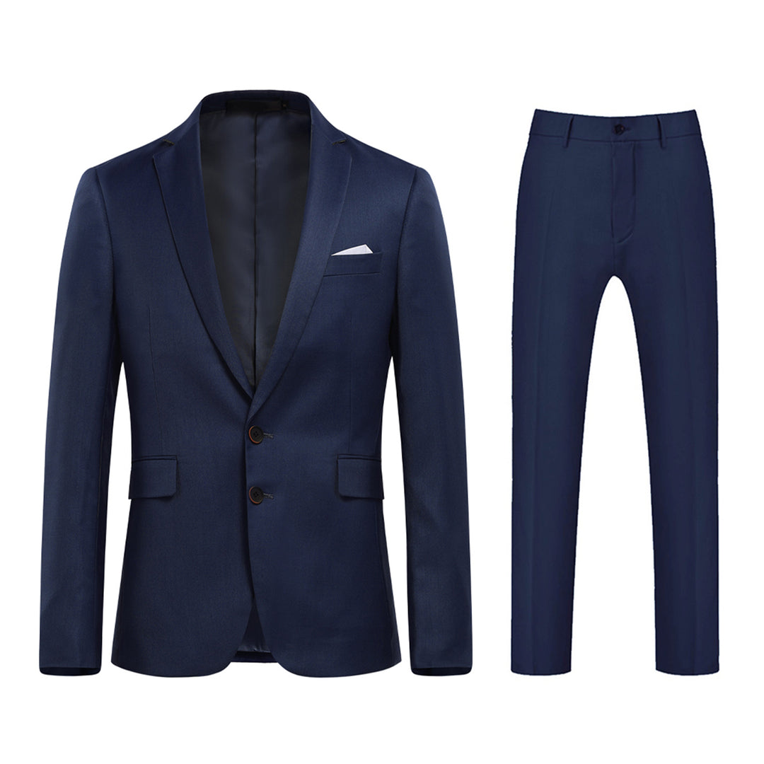 2 Pcs Men Wedding Party Suit Slim Fit Solid Color Single Breasted Spring Autumn Business Formal Blazer + Pant Image 3