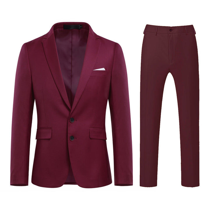 2 Pcs Men Wedding Party Suit Slim Fit Solid Color Single Breasted Spring Autumn Business Formal Blazer + Pant Image 4
