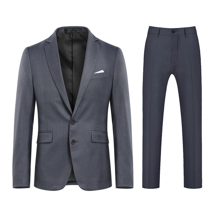 2 Pcs Men Wedding Party Suit Slim Fit Solid Color Single Breasted Spring Autumn Business Formal Blazer + Pant Image 1