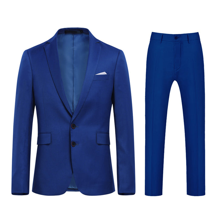 2 Pcs Men Wedding Party Suit Slim Fit Solid Color Single Breasted Spring Autumn Business Formal Blazer + Pant Image 1