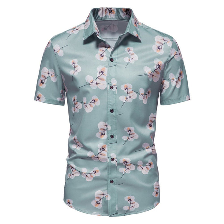 Men Shirt Summer Short Sleeve Shirts Floral Print Fashion Turn Down Collar Button Down Men Business Shirt Image 1