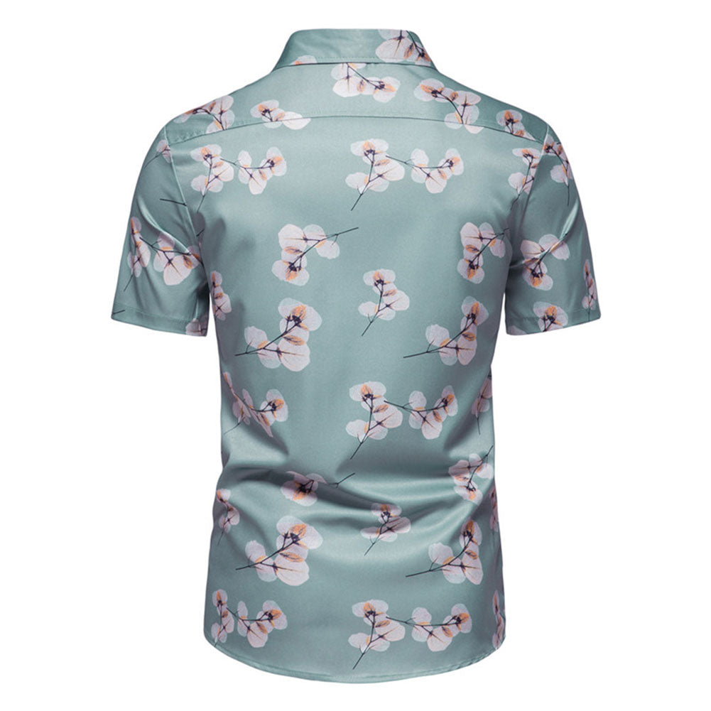 Men Shirt Summer Short Sleeve Shirts Floral Print Fashion Turn Down Collar Button Down Men Business Shirt Image 3