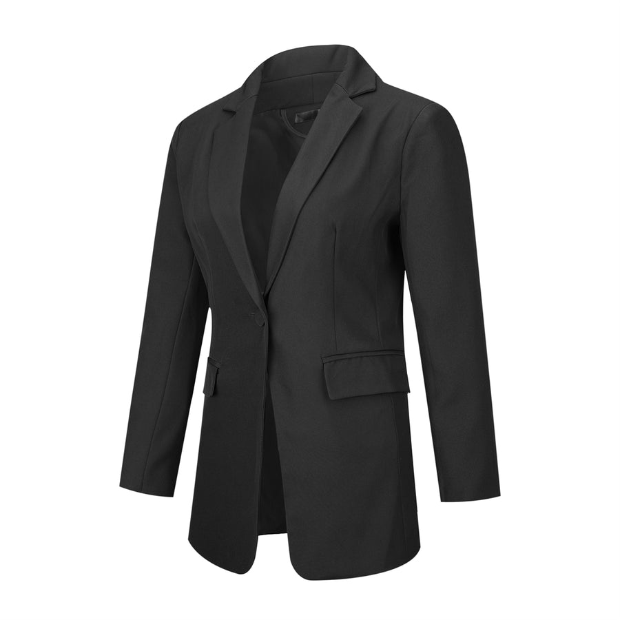 Women Blazer Elegant Office Ladies Long Sleeve Single Button Solid Color Lapel Business Suit Jacket Slim Vintage Outwear Image 1