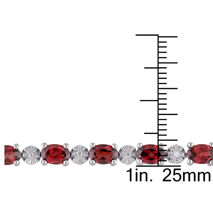8.40 Carat (ctw) Garnet Bracelet in Sterling Silver with Accent Diamonds Image 3