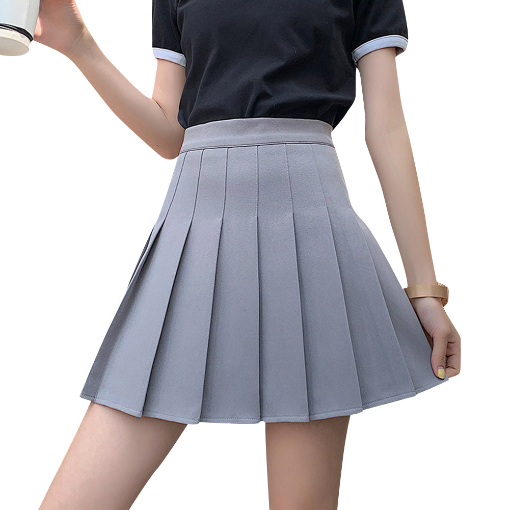 Women Mini Skirt Summer A Line Skirt Women Pleated Solid Color Korean Black High Waist Short Skirts Image 1