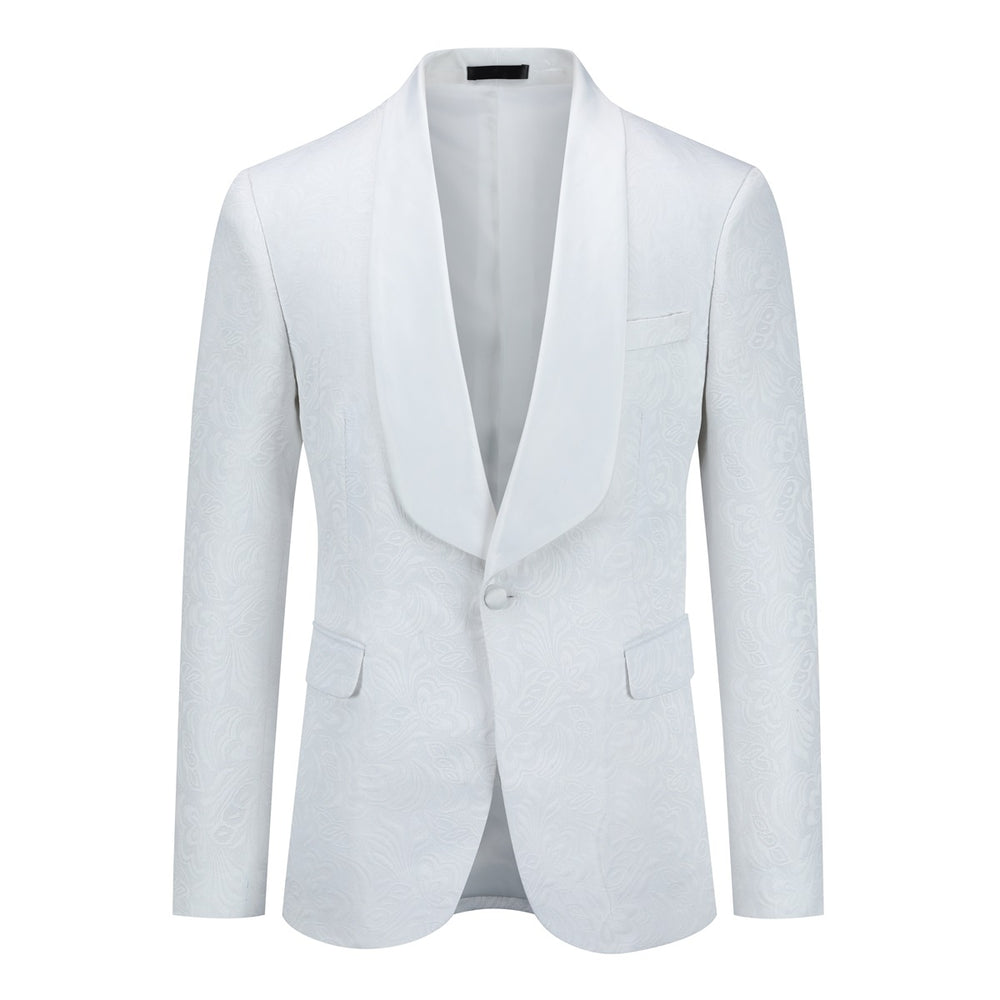 2PCS Men Suit Slim Fit Men Wedding Dress Suits Jacquard One Button Shawl Collar Elegant Party Date Blazer Pants Set Image 2