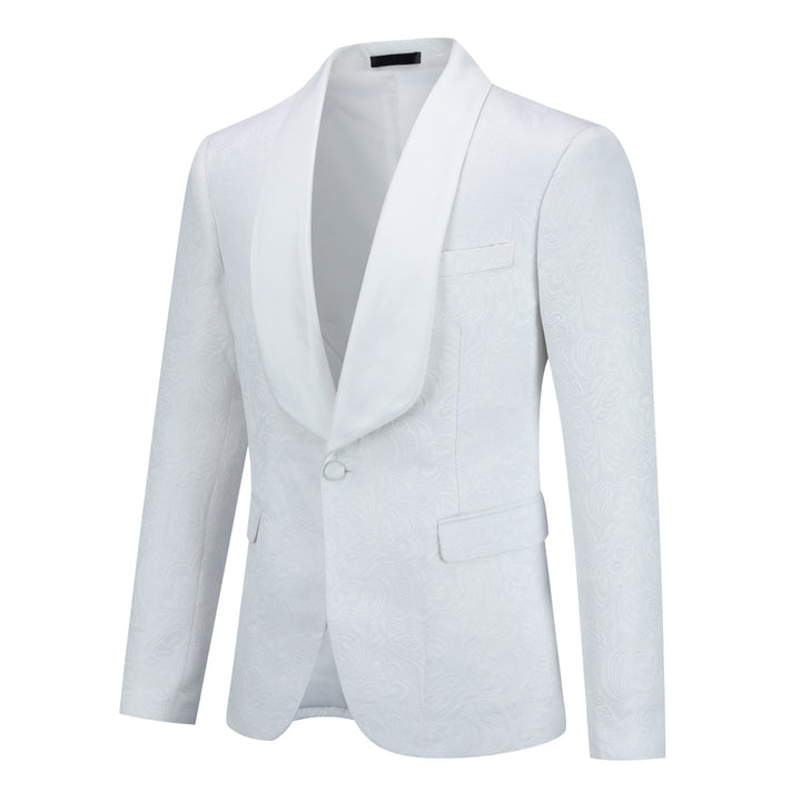 2PCS Men Suit Slim Fit Men Wedding Dress Suits Jacquard One Button Shawl Collar Elegant Party Date Blazer Pants Set Image 3