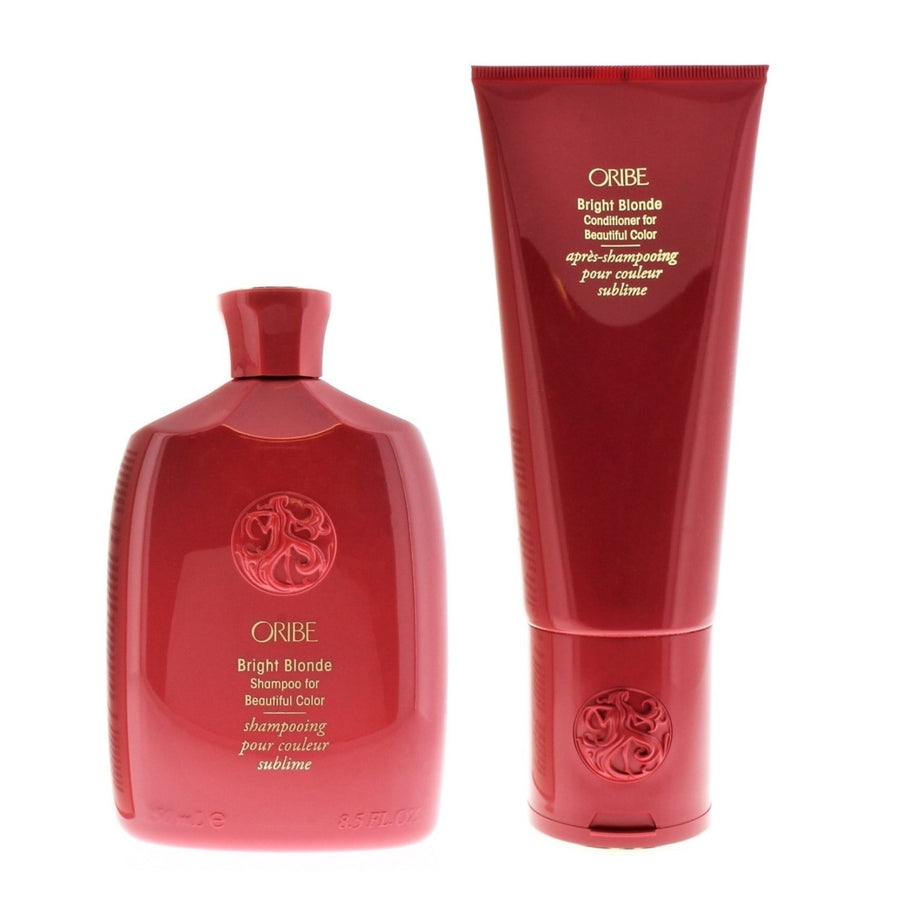 Oribe Bright Blonde Shampoo 8.5oz Conditioner 6.8oz Violet for Brassiness Image 1