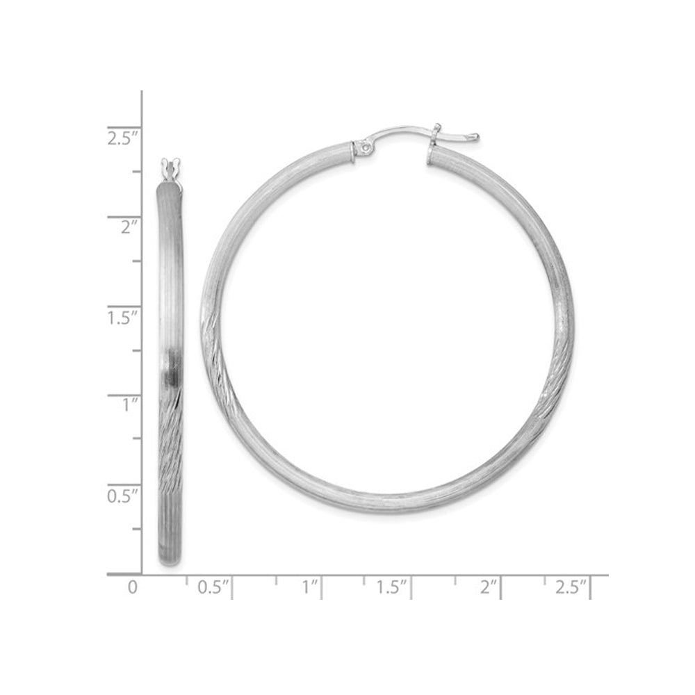 Large Hoop Earrings in Sterling Silver (3.0mm) Image 2