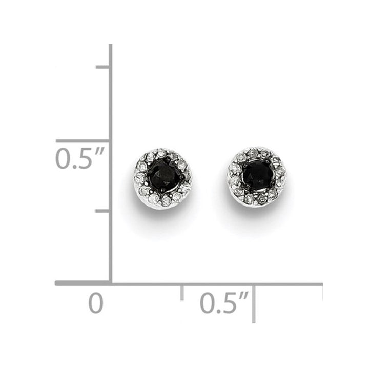 1/4 Carat (ctw) Black & White Diamond Solitaire Stud Earrings in Sterling Silver Image 3