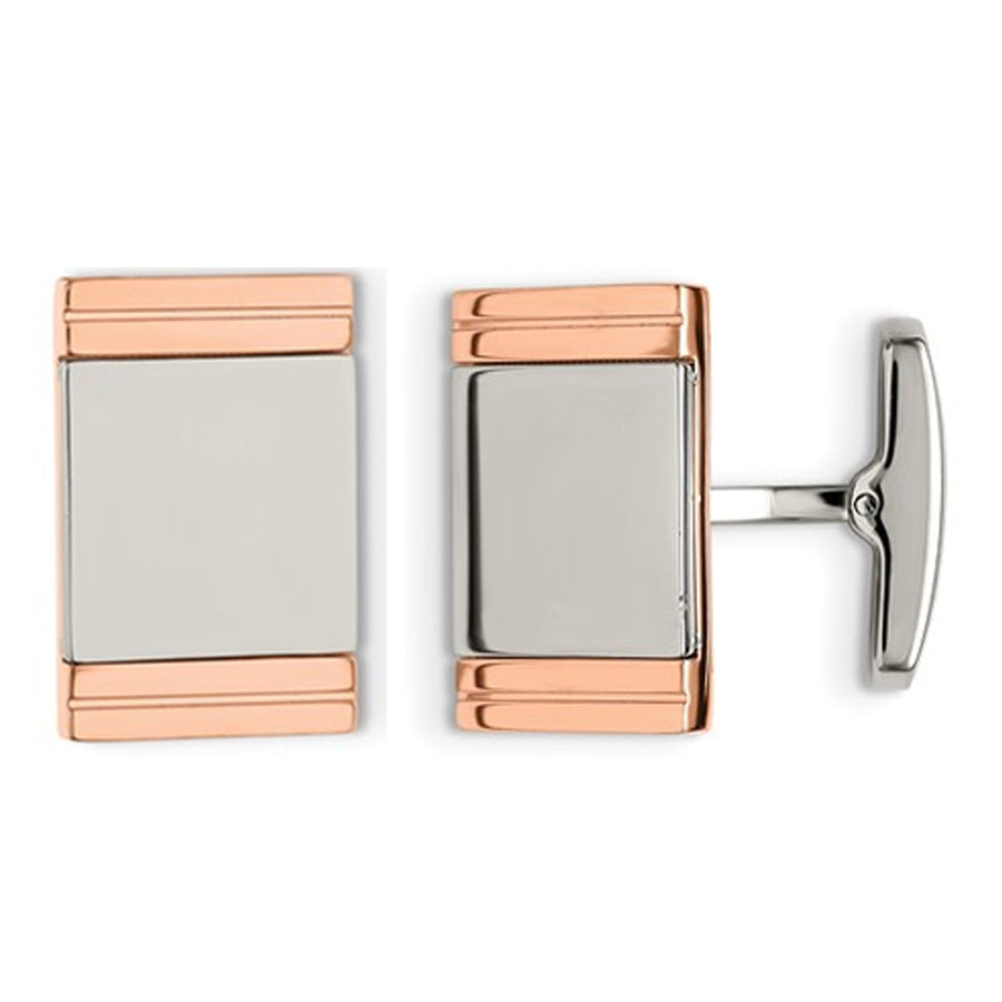 Rose Plated Stainless Steel Polished Cuff Links Image 1